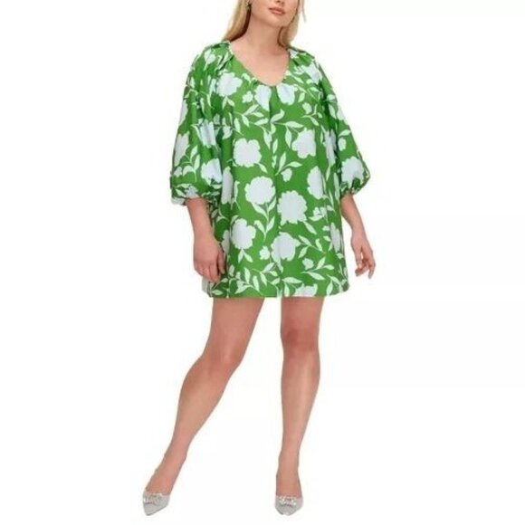 kate spade Dresses & Skirts - Kate Spade x Target Poplin Green Flower Sleeve Dress side pockets - Size L